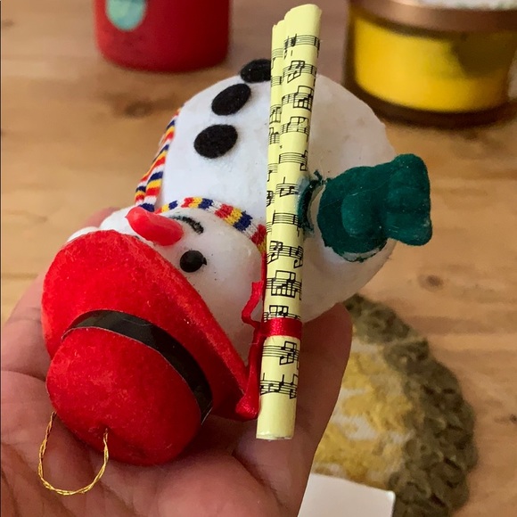 Snowman ⛄️ vintage flocked Christmas tree ornament decoration vintage - Picture 12 of 16